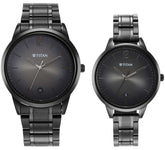 Titan Couples Watch  Bandhan Analog , Anthracite Dial Stainless Steel Strap, 1806NM01P